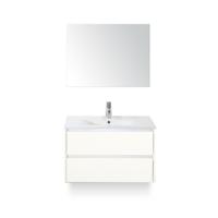 Dante Badmeubelset 80 cm - Wit Hoogglans - Keramische Wastafel Wit Enjoy - met Spiegel - thumbnail