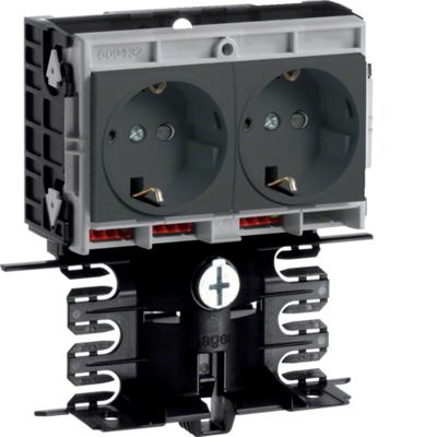 Frame voor outlet, 80mm hoog incl. dubbele contactdoos zwart