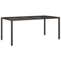 Tuintafel 190x90x75 cm gehard glas en poly rattan bruin - thumbnail