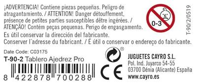 Schaakspel Cayro T-90/2 Plastic Schaakspel Cayro T-90/2 Plastic