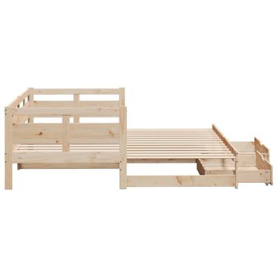 Slaapbank met onderschuifbed en lades zonder matras 90x190 cm
