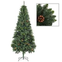 VidaXL Kunstkerstboom met dennenappels 210 cm groen - thumbnail