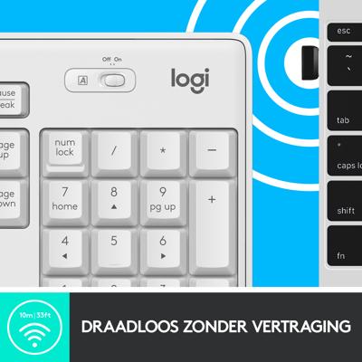 Pack Keyboard Mouse - Draadloos - Logitech - MK295 - SilentTouch - Numeriek toetsenbord - Frans AZERTY-toetsenbord - Wit