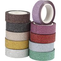 Creativ Company Glitter tape, b: 15 mm, diverse kleuren, 10x6 m/ 1 doos - thumbnail