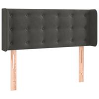 Hoofdbord met randen 93x16x78/88 cm fluweel donkergrijs - thumbnail