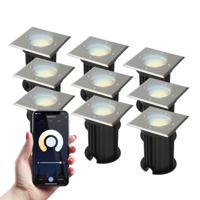 9x Smart WiFi grondspot vierkant Ramsay RVS WW-CW IP67 - thumbnail