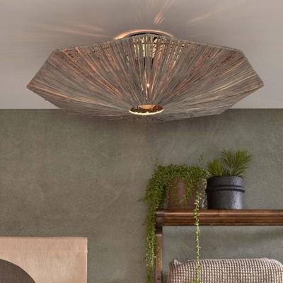 GOOD&MOJO Plafondlamp 'Panama' Raffia, 65cm, kleur Grijs