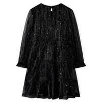 Kinderjurk met lange mouwen paillettenontwerp 92 zwart - thumbnail