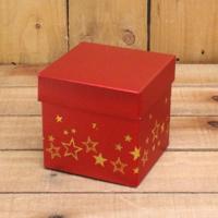 Bonbon doosjes - Chocolade doosje - Rood mat sterren KUBUS - 24 stuks - thumbnail