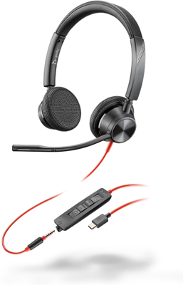 POLY 3325 Headset Bedraad Hoofdband Oproepen/muziek USB Type-C Zwart