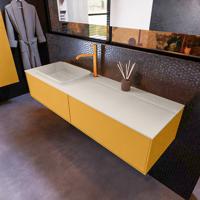 Badkamermeubelset Mondiaz Erin 150 cm met 2 Lades met RIDGE Wastafel Links Linen met 1 kraangat Greeploos Mat Ocher - thumbnail