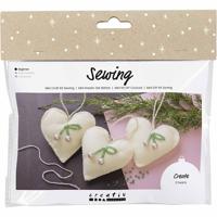 Creativ Company Mini hobbyset naaien, harten, off white, 1 doos - thumbnail