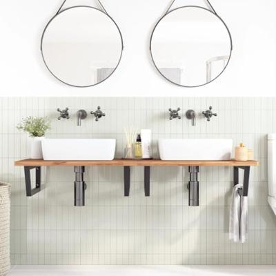 VidaXL Wandbeugels voor wasbak 2 st trapezium staal zwart VidaXL Wandbeugels voor wasbak 2 st trapezium staal zwart