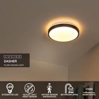 Lucide DASHER - Plafonnière Badkamer - Ø 29,3 cm - LED - 1x12W 2700K - IP44 - Bewegingssensor - Zwart - thumbnail
