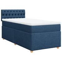 Boxspring met matras stof blauw 90x190 cm - thumbnail