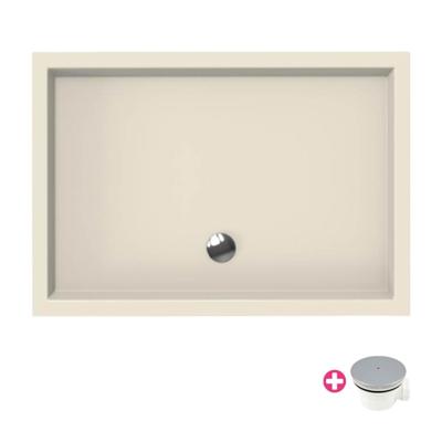 Douchebak Xenz Mariana | 100x75x4 cm | Incl.Afvoersifon-Chroom | Acryl | Rechthoekig | Pergamon glans