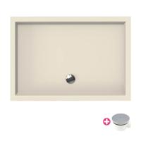 Douchebak Xenz Mariana | 100x75x4 cm | Incl.Afvoersifon-Chroom | Acryl | Rechthoekig | Pergamon glans - thumbnail