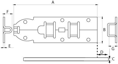 Plaatschuif vlak vz 35x120mm incl sluitplaat