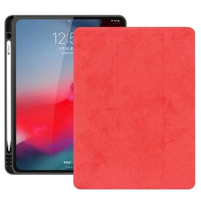 Horizontale Flip leergeval geval met pen sleuf drie-opvouwbare houder & Wake-up/slaapfunctie voor iPad Pro 12 9 (2018) (rood)
