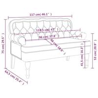 Bankje met rugleuning 119,5x64,5x75 cm fluweel crmekleurig - thumbnail