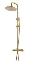 Wiesbaden Regendouche | 25cm Stortdouche met handdouche | Geborsteld Messing Goud | Opbouw - thumbnail