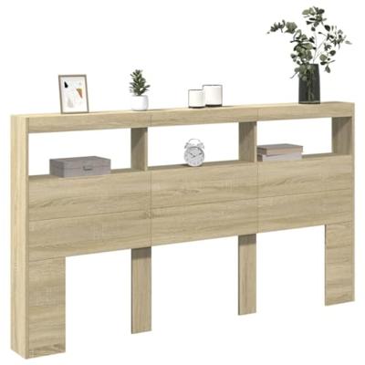 Hoofdbordkast met LED-verlichting 180x17x102 cm sonoma eiken
