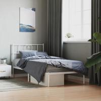 Bedframe met hoofdbord metaal wit 90x200 cm - thumbnail