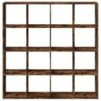 Boekenkast 137,5x29x137,5 cm bewerkt hout gerookt eikenkleurig - thumbnail