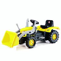 Dolu traptractor met voorlader & claxon geel/zwart - thumbnail