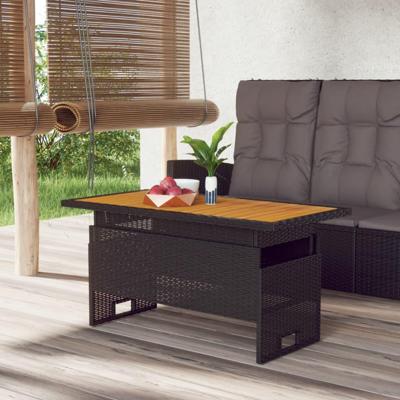 Tuintafel 100x50x43/63 cm acaciahout en poly rattan zwart Tuintafel 100x50x43/63 cm acaciahout en poly rattan zwart