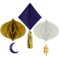 Honeycomb Set Ramadan Goud/Blauw/Wit (3st) - thumbnail
