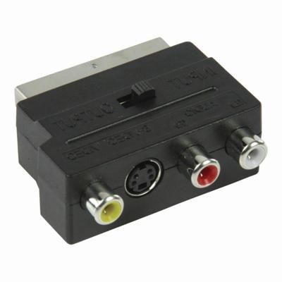 Nedis CVGP31902BK Schakelbare Scart-adapter Scart Male - S-video Female + 3x Rca Female Zwart Nedis CVGP31902BK Schakelbare Scart-adapter Scart Male - S-video Female + 3x Rca Female Zwart