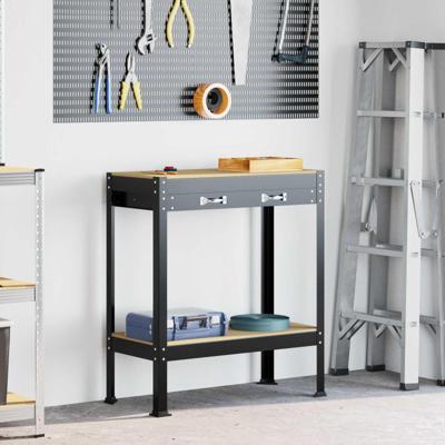 Werkbanken met lade Zwart 81 x 41 x 145 cm Bewerkt hout