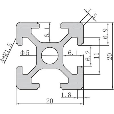 TRU COMPONENTS 2020A TC-10493168 Vakwerkprofiel Aluminium Geëloxeerd 1000 mm x 20 mm x 20 mm 1 stuk(s)