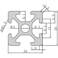 TRU COMPONENTS 2020A TC-10493168 Vakwerkprofiel Aluminium Geëloxeerd 1000 mm x 20 mm x 20 mm 1 stuk(s) - thumbnail