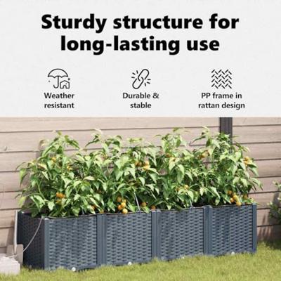 VidaXL Tuin bloempot 4 pcs licht grijs staal