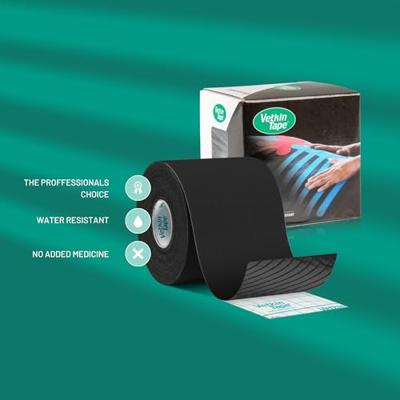 VetkinTape® Kinesiologie Tape voor dieren - Zwart (6cm x 5m) | 1 rol Kinesiotape voor paarden en honden | TÜV-gecertificeerd | Kinesiotapes met +25% meer kleefkracht | Voor professionals