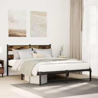 Bedframe zonder matras metaal gerookt eikenkleurig 135x190 cm - thumbnail