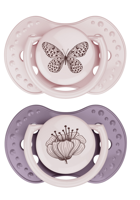 Difrax LOVI Dynamic Pacifier 0-3 Months Botanic Pink Purple - Fopspeen - thumbnail
