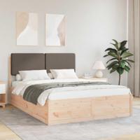 Bedframe met Gevoerd Hoofdgedeelte Taupe 140 x 200 cm - thumbnail