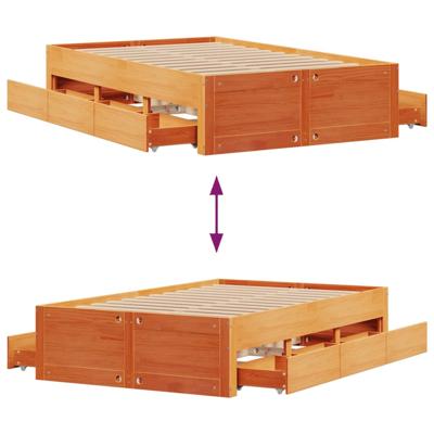 Bedframe zonder matras met lades grenenhout wasbruin 140x190 cm