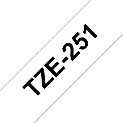 Labeltape Brother TZe, TZ TZe-251 PET Tapekleur: Wit Tekstkleur:Zwart 24 mm 8 m