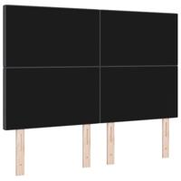 LED Hoofdbord met LED-striplichten Donkergrijs 144 cm Polyester - thumbnail
