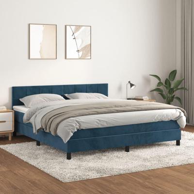Boxspring met matras fluweel donkerblauw 160x200 cm