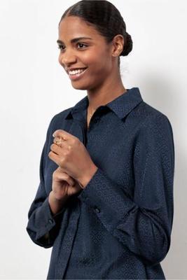 Birdie mono jacquard blouse - dark blue - 13220 Birdie mono jacquard blouse - dark blue - 13220