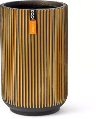 Capi nature groove indoor hoog vaas 14x22 cm zwart goud Capi nature groove indoor hoog vaas 14x22 cm zwart goud