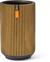 Capi nature groove indoor hoog vaas 14x22 cm zwart goud - thumbnail