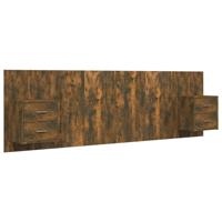 Hoofdbord met kastjes bewerkt hout gerookt eikenkleurig - thumbnail