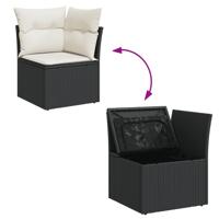 9-delige Loungeset met kussens poly rattan zwart - thumbnail