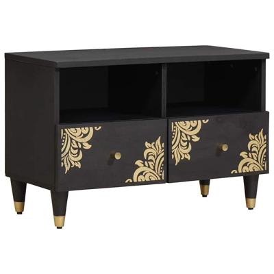 TV-kast met lade Zwart 70 x 33 x 46 cm Massief Mango Hout